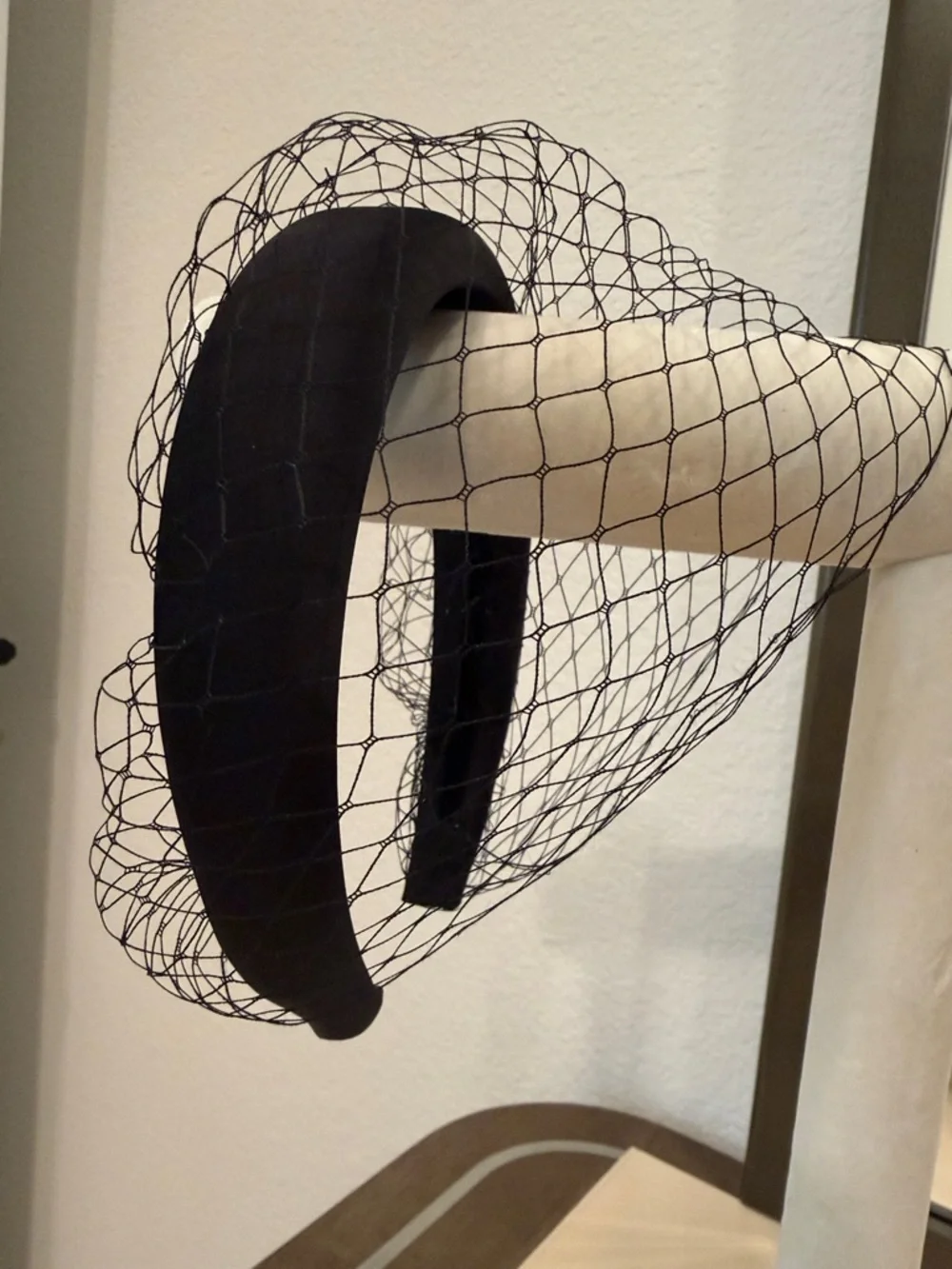 Black Veiled Padded Headband